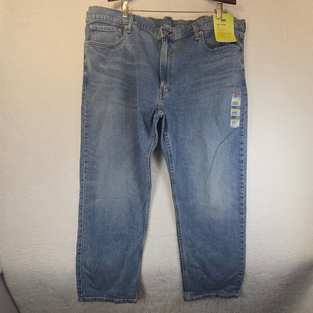 Levis 502 Taper Stretch Jeans Men 46x30 Blue Flex Performance NWT Light Wash Eco